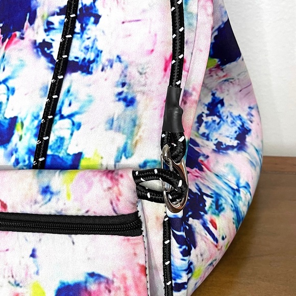 Abstract pastel painted canvas neoprene waterproof tote with wristlet. - Picture 4 of 5